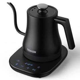 Electric Gooseneck Kettle Temperature Control Pour-Over Tea Kettle for Coffee Brewing;  Stainless Steel Inner;  1300W Rapid Heating;  Temp Holdin