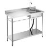 VEVOR Stainless Steel Utility Sink, Free Standing Single Bowl Commercial Kitchen Sink with Faucet