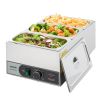 VEVOR Commercial Food Warmer, 1200W Electric Stainless Steel Steam Food Warmer