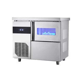 VEVOR Commercial Ice Maker Machine, 132 lbs/24H Stainless Steel Ice Machine with Worktop, 30 lbs Storage & 70 Cubes/Cycle