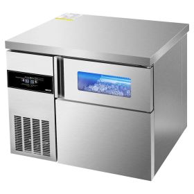 VEVOR Commercial Ice Maker Machine, 220 lbs/24H Stainless Steel Ice Machine with Worktop, 66 lbs Ice Storage Bin & Touch Screen