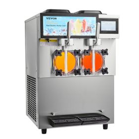 VEVOR Commercial Slushy Machine, 2 x 12L / 3.17 Gal Double Tanks, Cool and Freeze Modes, Stainless Steel Margarita Smoothie Frozen Drink Maker