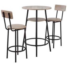 VEVOR Bar Table, 3PCS 23.5″ Bars Tables Set, Bar Tables and Chair Set with Rounded Corner Design, Round Pub Table with Two Stools for Office Desk