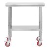 VEVOR Stainless Steel Table, 24 x 30 Inches Food Prep Worktable with Wheels