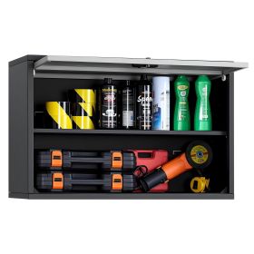 VEVOR Metal Wall Cabinet, 27.56W x 12.01D x 19.69H Inch, Floating Garage Tool Cabinet with Up-Flip Door and Shelf, 240 lbs Load Capacity
