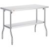 VEVOR Folding Commercial Prep Table, 48 x 24 Inch Commercial Worktable Workstation with Undershelf