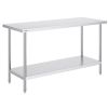 VEVOR Stainless Steel Prep Table, 24 x 60 x 34 Inch, 840 lbs Load Capacity, Heavy Duty Metal Worktable with 3 Adjustable Height Levels