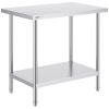 VEVOR Stainless Steel Prep Table, 24 x 36 x 34 Inch, 750 lbs Load Capacity, Heavy Duty Metal Worktable with 3 Adjustable Height Levels