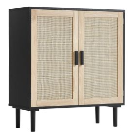 VEVOR Rattan Cabinet, Rattan Storage Cabinet with 2 Magnetic Doors and Adjustable Shelves, Sideboard Buffet Cabinet for Hallway, Entryway, Living Room
