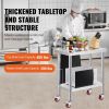 VEVOR Stainless Steel Work Table 30 x 18 x 34 Inch, 700 LBS Load Capacity with 4 Wheels, 3 Adjustable Height Levels