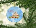 Merry Christmas Yorkshire Terrier Ceramic Ornament Christmas Tree Hanging Decorations for Home Christmas Holiday, Party, Gift, 3 in, Multicolor