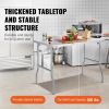 VEVOR Folding Commercial Prep Table, 48 x 30 Inch Commercial Worktable Workstation, Heavy-duty Stainless Steel Folding Table with 300 lbs Load