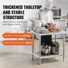 VEVOR Stainless Steel Prep Table, 24 x 36 x 34 Inch, 750 lbs Load Capacity, Heavy Duty Metal Worktable with 3 Adjustable Height Levels