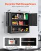 VEVOR Metal Wall Cabinet, 30W x 12.01D x 30H Inch, Steel Floating Hanging Storage Cabinet with Locking Doors and Adjustable Shelf for Garage, Basement