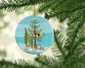 Clown Loach Fish Merry Christmas Ceramic Ornament Christmas Tree Hanging Decorations for Home Christmas Holiday, Party, Gift, 3 in, Multicolor