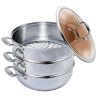 SOGA 3-Tier 30cm Heavy-Duty Stainless Steel Food Steamer – Stackable Vegetable Pot with Glass Lid, Multi-Layer Pan Insert for Healthy Cooking