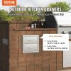 VEVOR Outdoor Kitchen Drawers 14W x 14.4H x 23D Inch, Flush Mount Double BBQ Drawers Stainless Steel with Handle